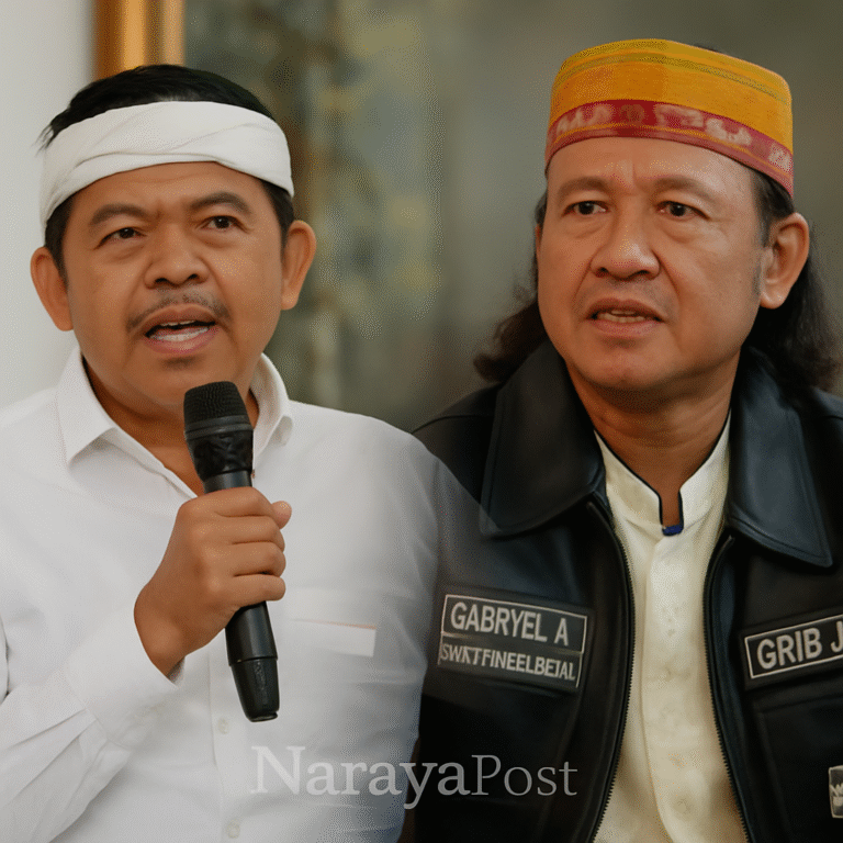 Dedi Mulyadi dan Ketua GRIB Jaya dalam ilustrasi konflik kebijakan antipremanisme di Jawa Barat – NarayaPost