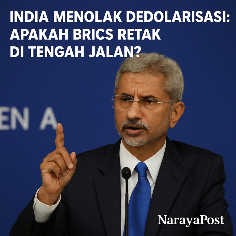 Menteri Luar Negeri India Subrahmanyam Jaishankar dalam konferensi pers tentang dedolarisasi BRICS