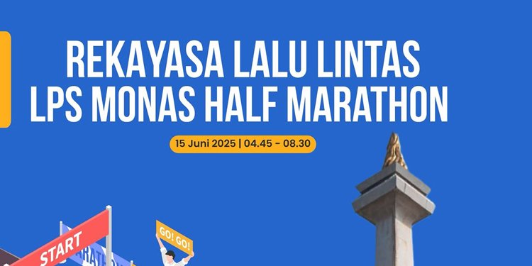 Peta rekayasa lalu lintas Monas Half Marathon 2025 di Jakarta