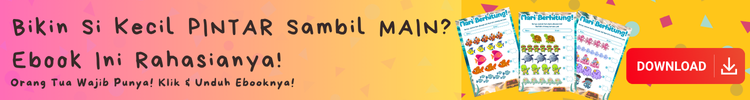 Banner promosi ebook edukasi anak dengan teks 'Bikin Si Kecil PINTAR Sambil MAIN? Ebook Ini Rahasinya!'