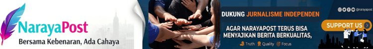Banner promosi NarayaPost bertajuk Dukung Jurnalisme Independen dengan tagline Bersama Kebenaran, Ada Cahaya